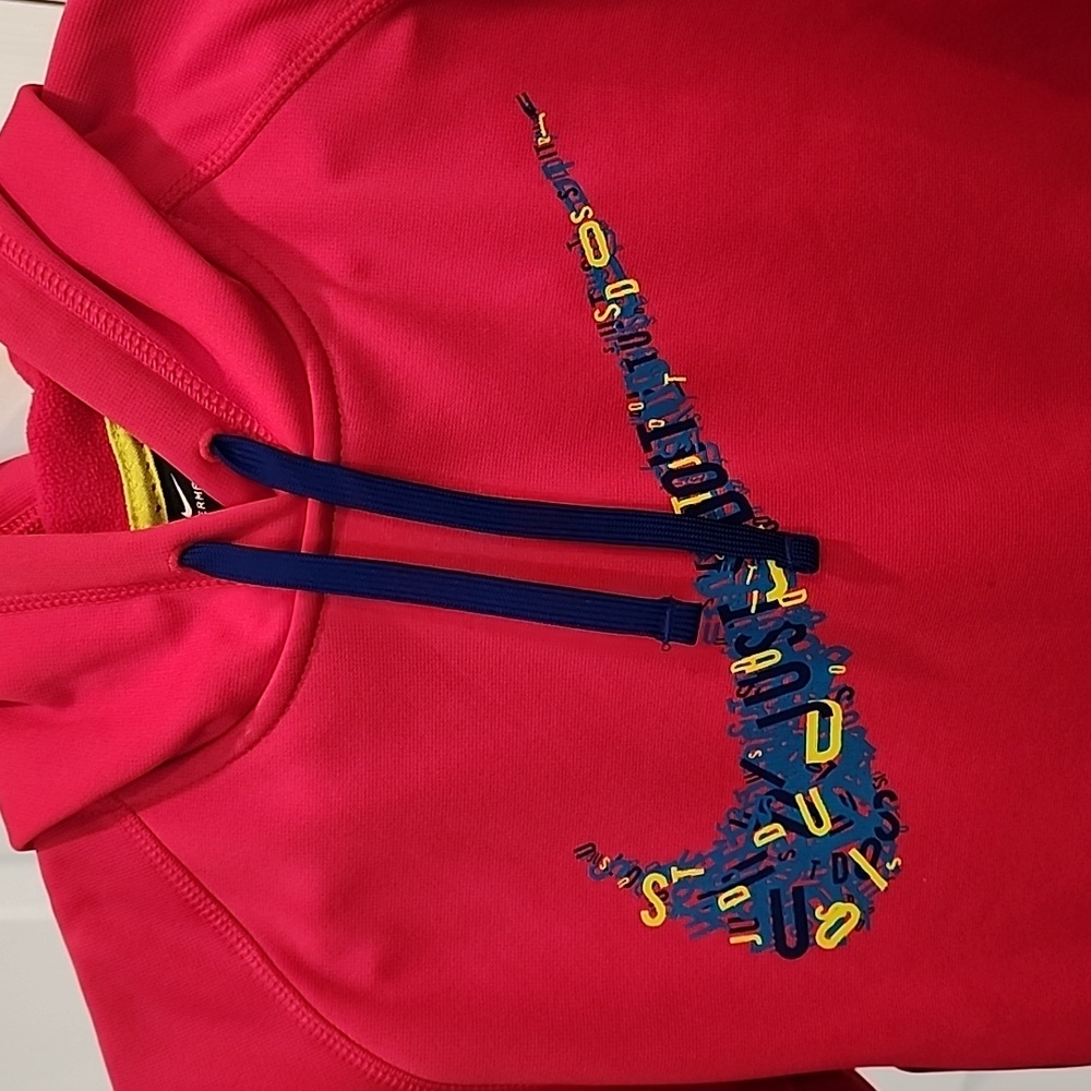 Nike Just Do It Swoosh Therma Dri Fit Pomegranate Pink Pullover Hoodie, SM - Picture 2 of 10